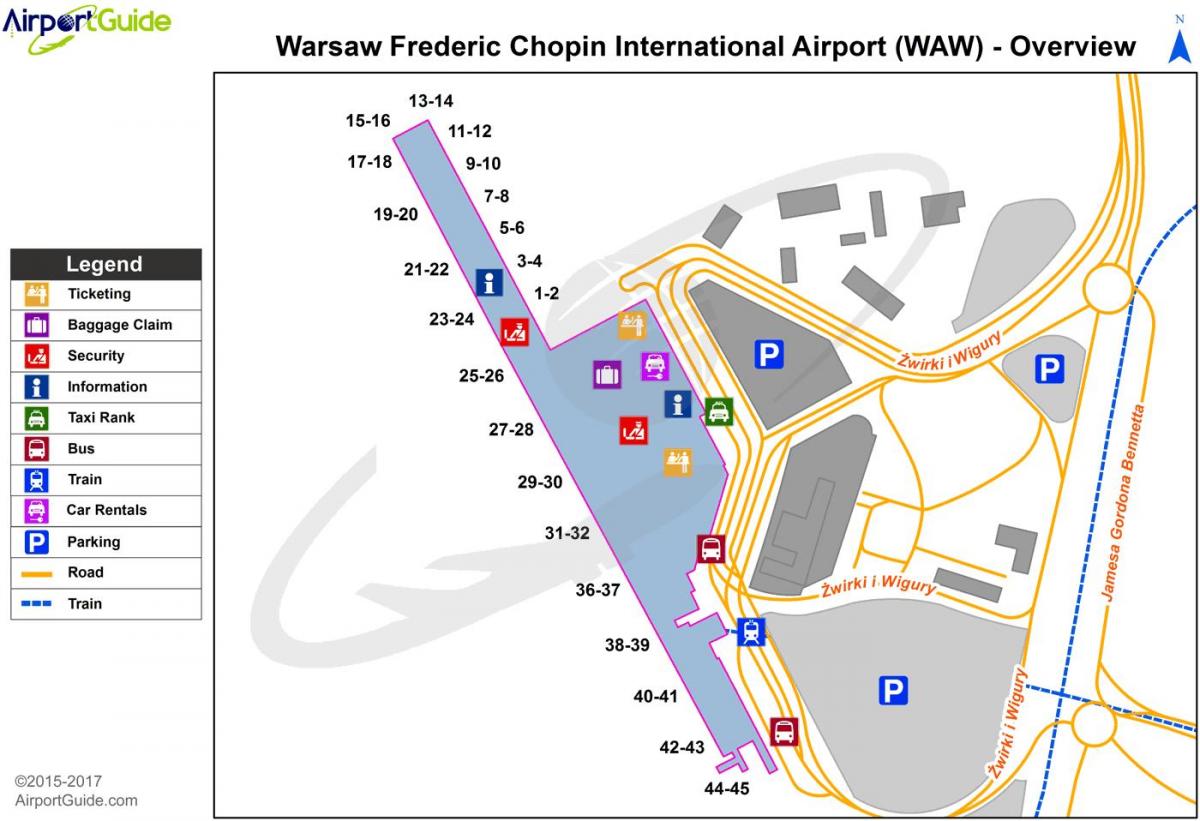 Varsòvia waw mapa de l'aeroport