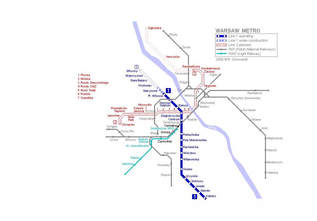 Varsòvia metro mapa