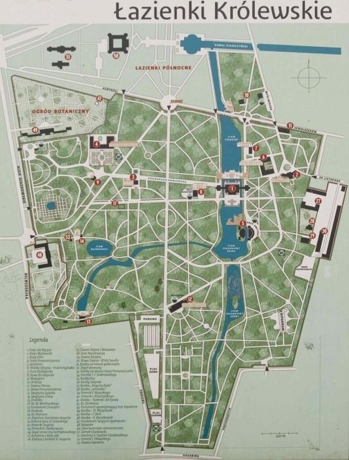 parc lazienki Varsòvia mapa