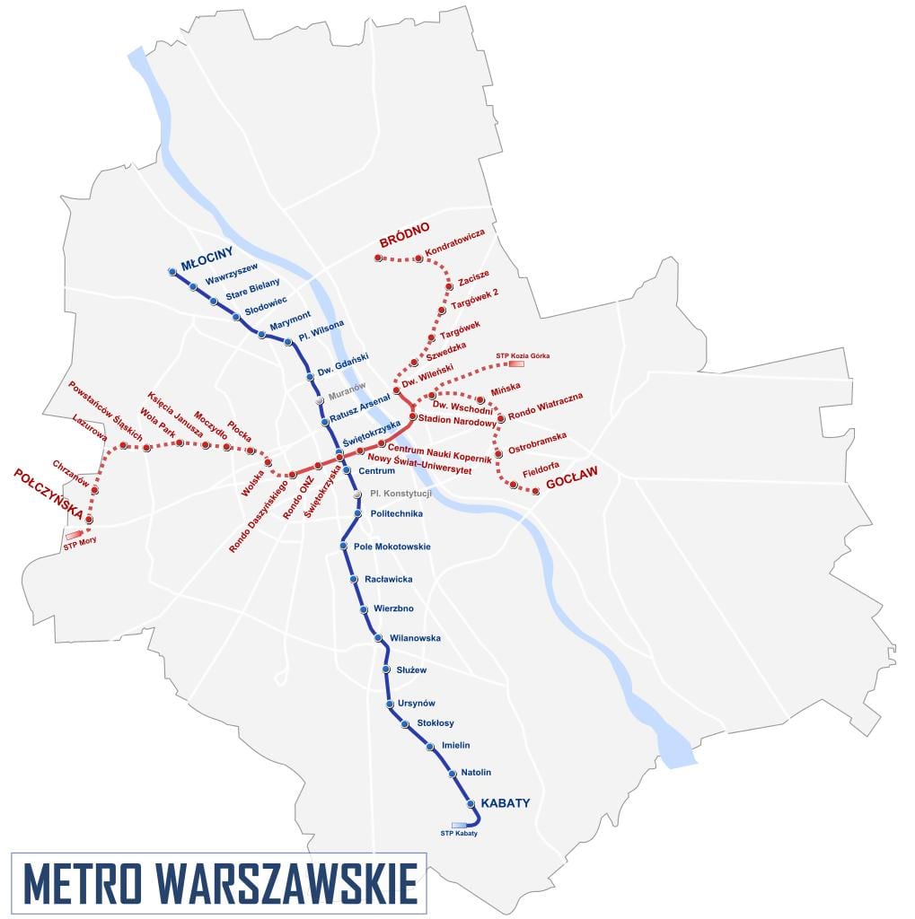 Mapa del metro de Varsòvia 2016