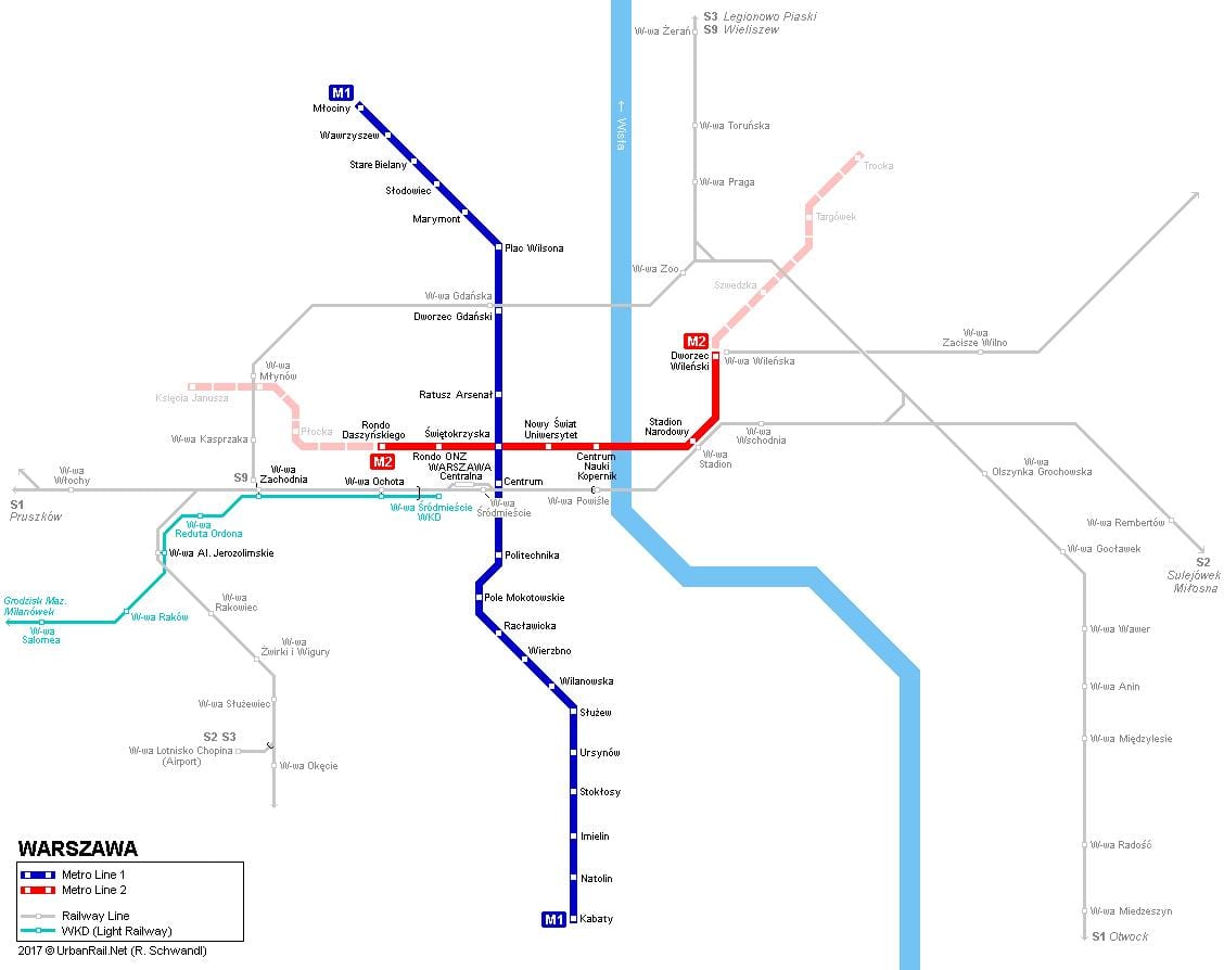 plànol de metro de Varsòvia, polònia