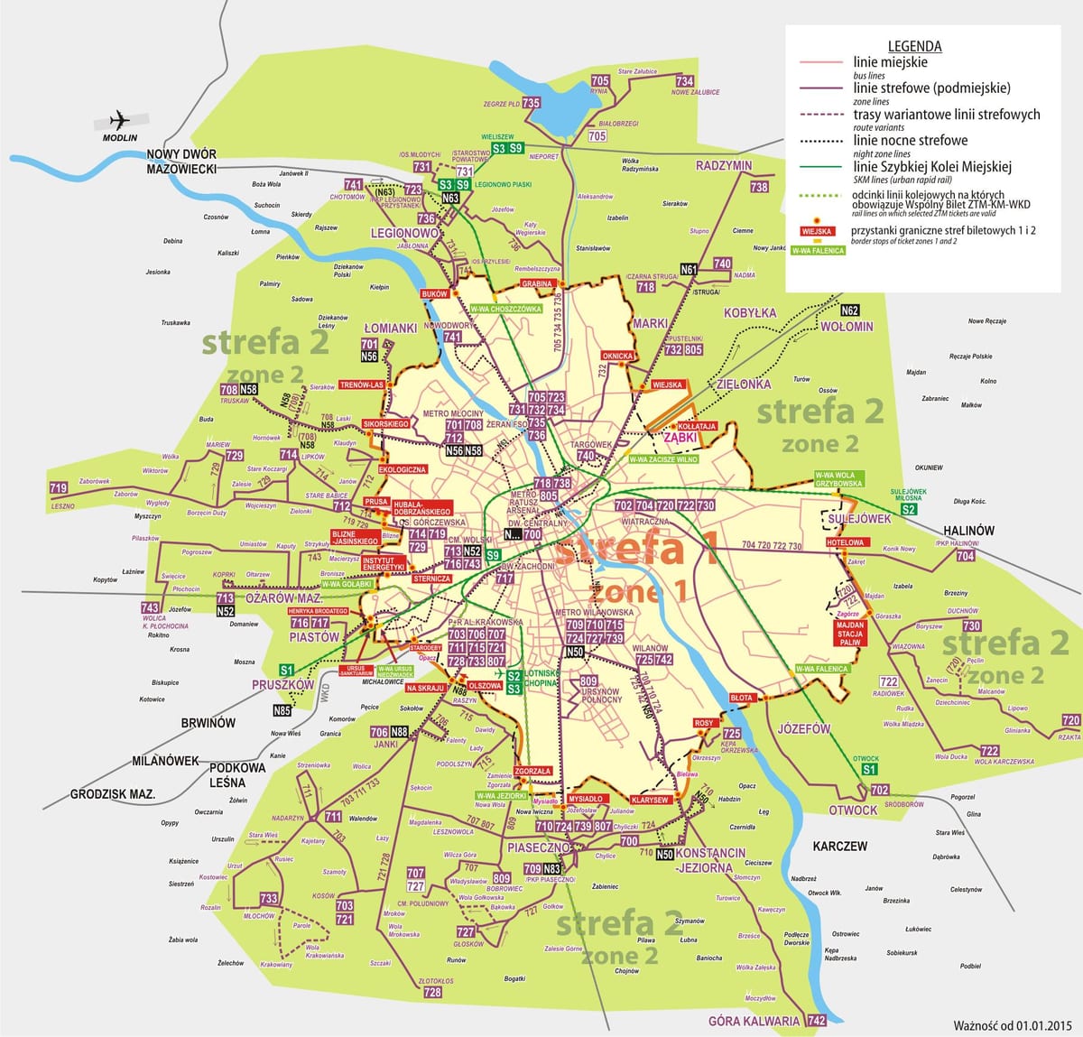 Mapa de Varsòvia bus 