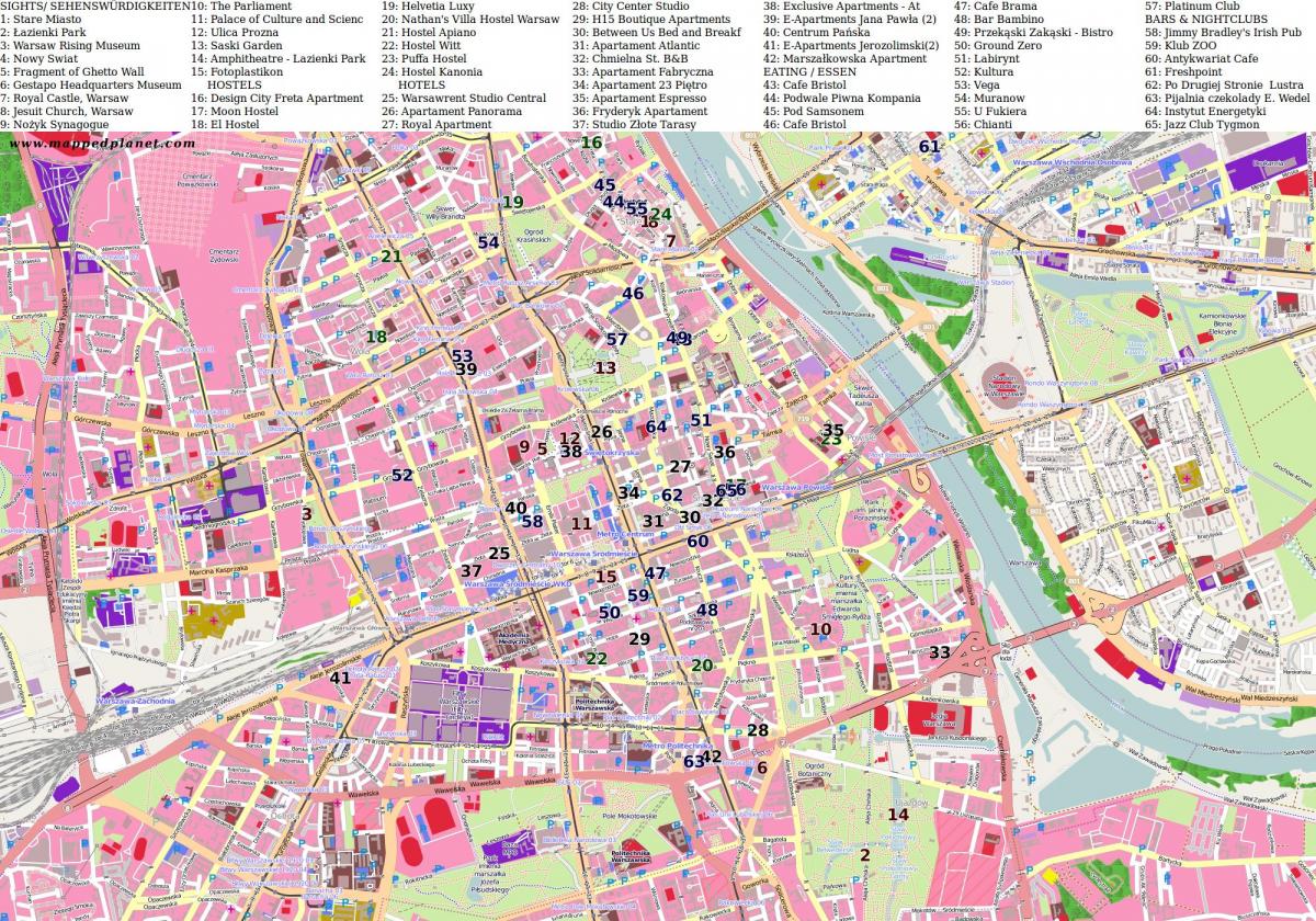 Mapa de Varsòvia de la ciutat 