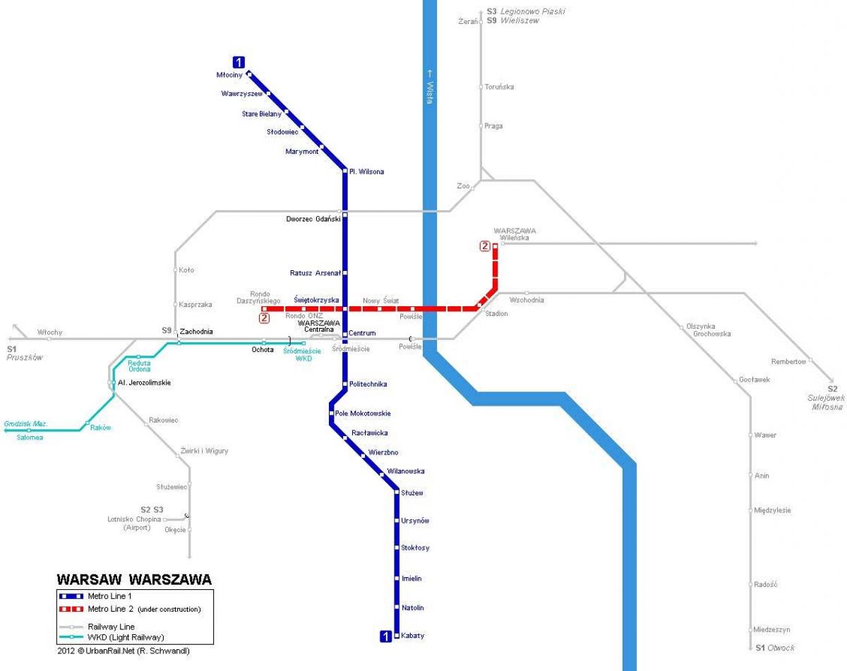 mapa de metro de Varsòvia
