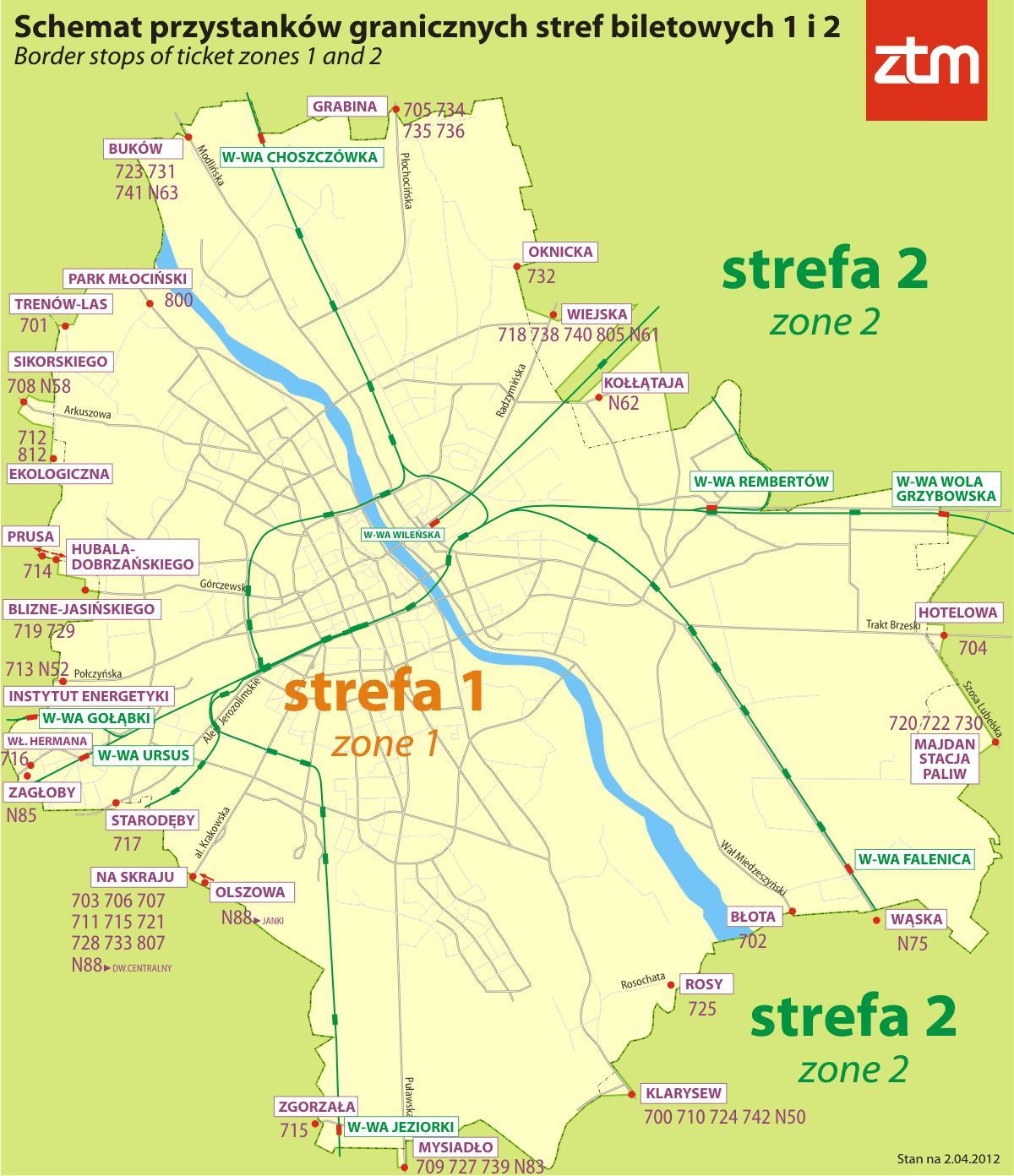 Mapa de Varsòvia a la zona 1 2 
