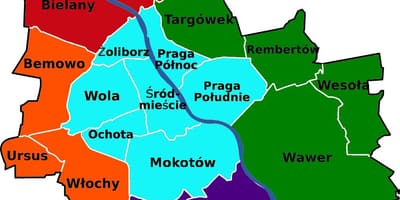 Mapa de districtes de Varsòvia 