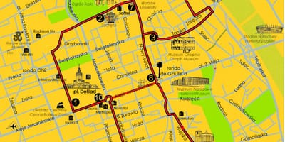 Mapa de Varsòvia hop on hop off bus 