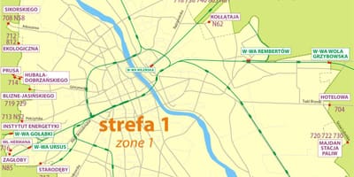 Mapa de Varsòvia a la zona 1 2 